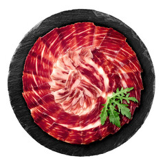 iberico ham on black slate