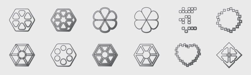 Retrofuturistic y2k geometry design elements collection. Minimalist geometric elements. Abstract bauhaus forms.