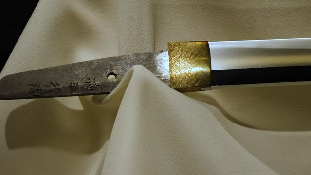 Authentic Japanese katana from a private collection - detailed tracking shot