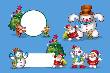 set of cute christmas design elements characters and decorations 6