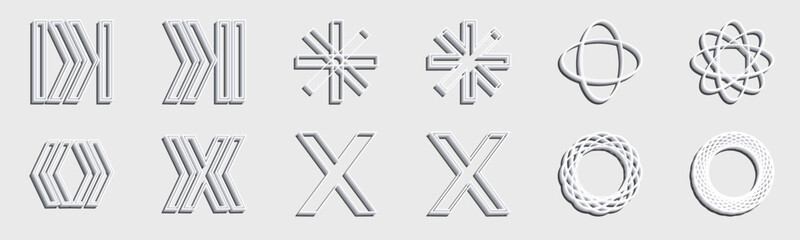 Brutalism shapes. Large set of retro objects for design. ornaments for decoration.