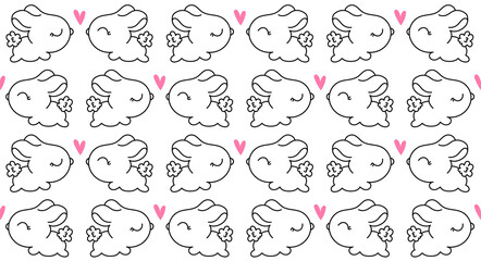 2023 New Year's card with cute illustrations of many rabbits running