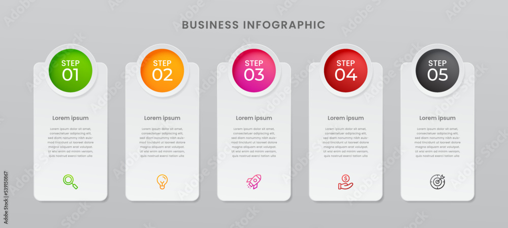 Canvas Prints infographic design with icons and 5 options, point or steps. vector gradient design with transparent