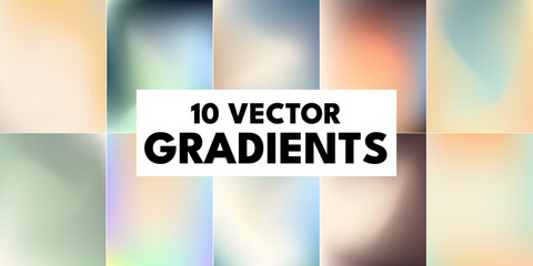 A set of vector gradients in natural shades of green, beige, peach, based on ecology and naturalness. For covers, wallpapers, branding and other projects. You can use gradients for any of the projects