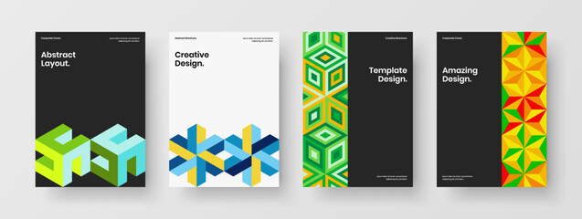 Amazing geometric shapes banner layout composition. Creative company cover A4 vector design concept set.
