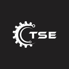 TSE letter technology logo design on black background. TSE creative initials letter IT logo concept. TSE setting shape design.
