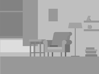 a room with an armchair