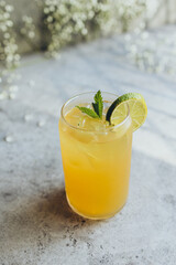 Glass of cold lemonade