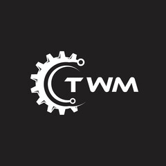 TWM letter technology logo design on black background. TWM creative initials letter IT logo concept. TWM setting shape design.
