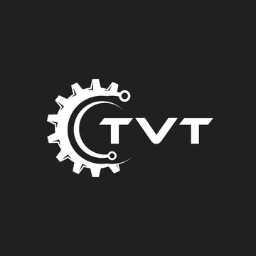 TVT letter technology logo design on black background. TVT creative initials letter IT logo concept. TVT setting shape design.
