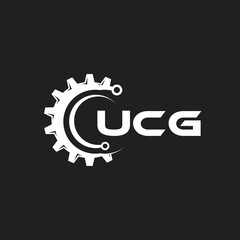 UCG letter technology logo design on black background. UCG creative initials letter IT logo concept. UCG setting shape design.
