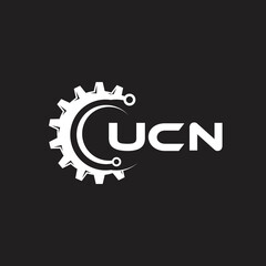 UCN letter technology logo design on black background. UCN creative initials letter IT logo concept. UCN setting shape design.
