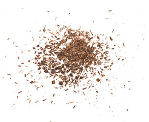 Grated Chocolate Pile Isolated, Crushed Shavings, Crumbs, Flakes, Cocoa Sprinkles