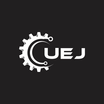 UEJ letter technology logo design on black background. UEJ creative initials letter IT logo concept. UEJ setting shape design.
