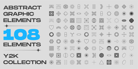 Retro futuristic elements for design. Minimalist geometric elements. Abstract bauhaus forms.
