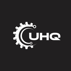 UHQ letter technology logo design on black background. UHQ creative initials letter IT logo concept. UHQ setting shape design.
