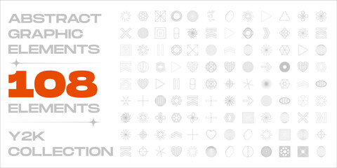 Vector set of Y2K. Trendy geometric design elements. Simple shapes forms.