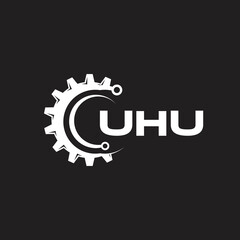 UHU letter technology logo design on black background. UHU creative initials letter IT logo concept. UHU setting shape design.
