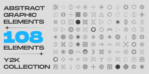 Brutalism shapes. Trendy geometric design elements. Abstract bauhaus and boho cosmic style.