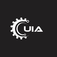UIA letter technology logo design on black background. UIA creative initials letter IT logo concept. UIA setting shape design.
