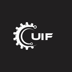 UIF letter technology logo design on black background. UIF creative initials letter IT logo concept. UIF setting shape design.

