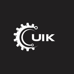 UIK letter technology logo design on black background. UIK creative initials letter IT logo concept. UIK setting shape design.
