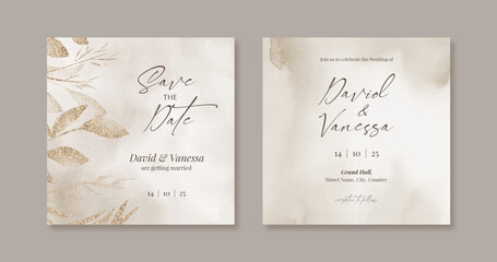 Obraz na płótnie Canvas Beige wedding invite card template design