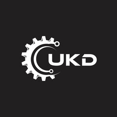 UKD letter technology logo design on black background. UKD creative initials letter IT logo concept. UKD setting shape design.
