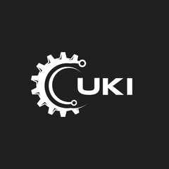 UKI letter technology logo design on black background. UKI creative initials letter IT logo concept. UKI setting shape design.
