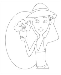 funny cock tail coloring page for kids