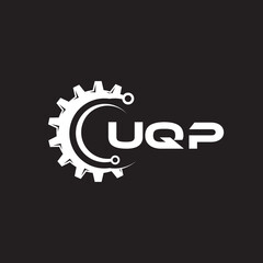 UQP letter technology logo design on black background. UQP creative initials letter IT logo concept. UQP setting shape design.
