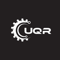 UQR letter technology logo design on black background. UQR creative initials letter IT logo concept. UQR setting shape design.
