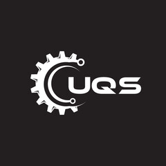 UQS letter technology logo design on black background. UQS creative initials letter IT logo concept. UQS setting shape design.
