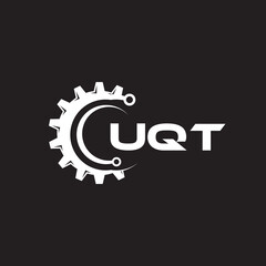 UQT letter technology logo design on black background. UQT creative initials letter IT logo concept. UQT setting shape design.
