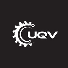 UQV letter technology logo design on black background. UQV creative initials letter IT logo concept. UQV setting shape design.

