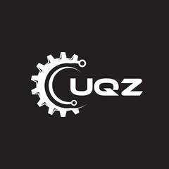 UQZ letter technology logo design on black background. UQZ creative initials letter IT logo concept. UQZ setting shape design.
