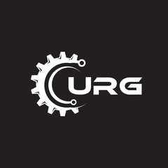 URG letter technology logo design on black background. URG creative initials letter IT logo concept. URG setting shape design.
