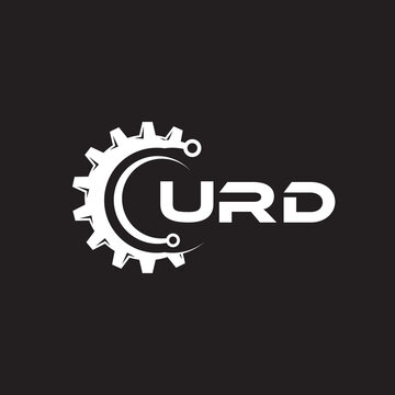 URD letter technology logo design on black background. URD creative initials letter IT logo concept. URD setting shape design.
