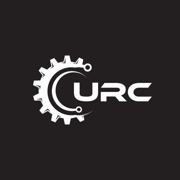 URC letter technology logo design on black background. URC creative initials letter IT logo concept. URC setting shape design.
