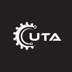 UTA letter technology logo design on black background. UTA creative initials letter IT logo concept. UTA setting shape design.
