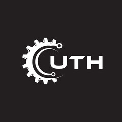 UTH letter technology logo design on black background. UTH creative initials letter IT logo concept. UTH setting shape design.
