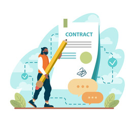 Deal concept. Entrepreneurs setting an official contract.