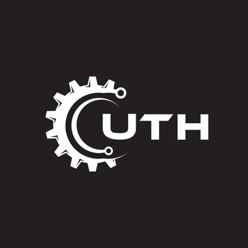 UTH letter technology logo design on black background. UTH creative initials letter IT logo concept. UTH setting shape design.

