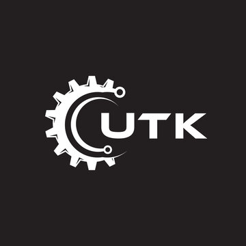 UTK letter technology logo design on black background. UTK creative initials letter IT logo concept. UTK setting shape design.
