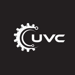 UVC letter technology logo design on black background. UVC creative initials letter IT logo concept. UVC setting shape design.
