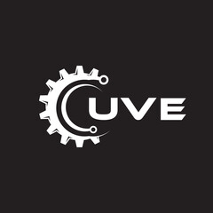 UVE letter technology logo design on black background. UVE creative initials letter IT logo concept. UVE setting shape design.
