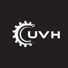 UVH letter technology logo design on black background. UVH creative initials letter IT logo concept. UVH setting shape design.
