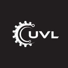 UVL letter technology logo design on black background. UVL creative initials letter IT logo concept. UVL setting shape design.
