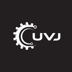UVJ letter technology logo design on black background. UVJ creative initials letter IT logo concept. UVJ setting shape design.
