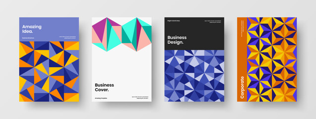 Obraz premium Clean postcard A4 design vector concept bundle. Premium geometric shapes front page illustration collection.